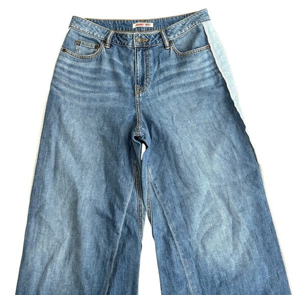 Johnny Was Blanket Stitch Wide Leg Jeans Relaxed Fit Denim Blue Size 28 - Picture 3 of 9